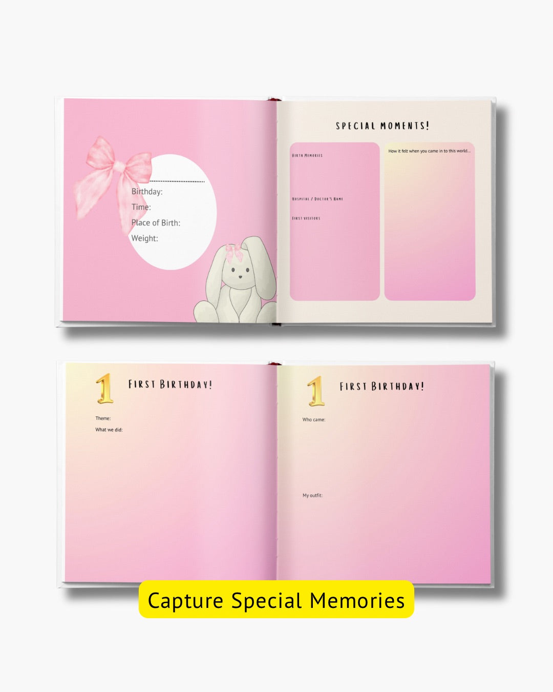 Baby’s First Year Journal - Pink Bow